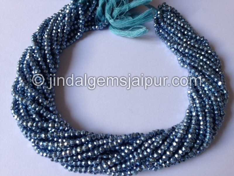 Pigeon Crest Blue Pyrite Faceted Roundelle Beads